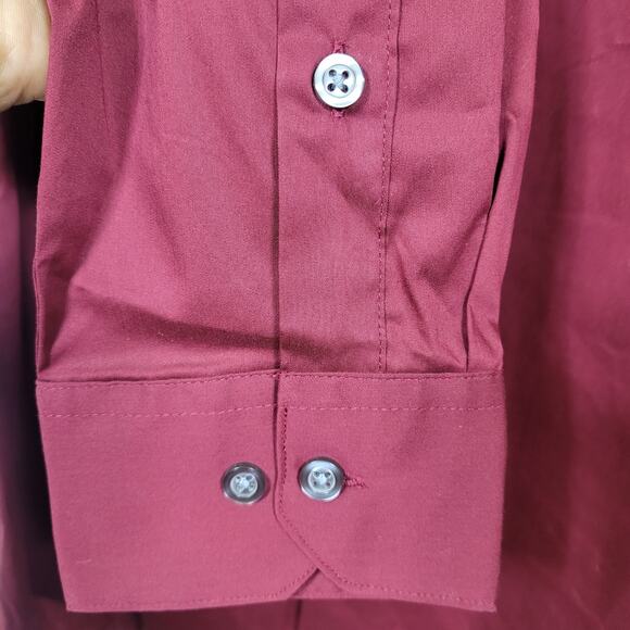 👔 Alfani Men's Dress Shirt Small Maroon Athletic Fit Long Sleeve Button-Up - Picture 5 of 6